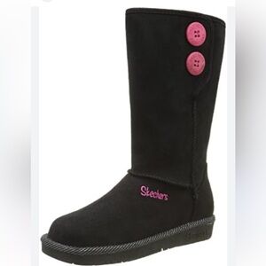 Skechers Girls Glamslam Button Beauties Desert Boots size 13 Black suede zipper